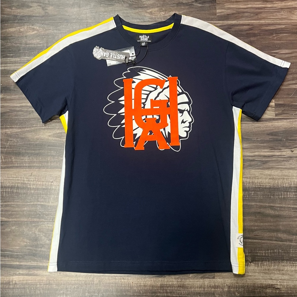 Hustle Gang Navy T-Shirt with Bold Graphic